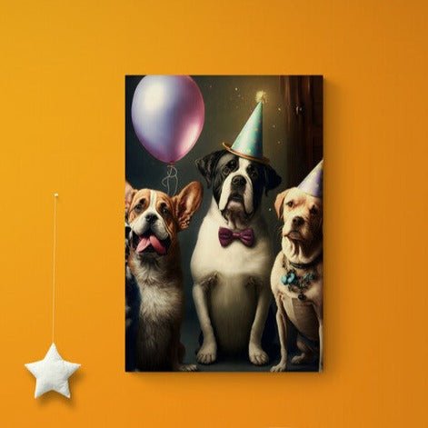 Tablou canvas - Dogs birthday party - Cameradevis.ro