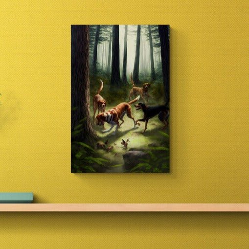 Tablou canvas - Dogs in the forest - Cameradevis.ro