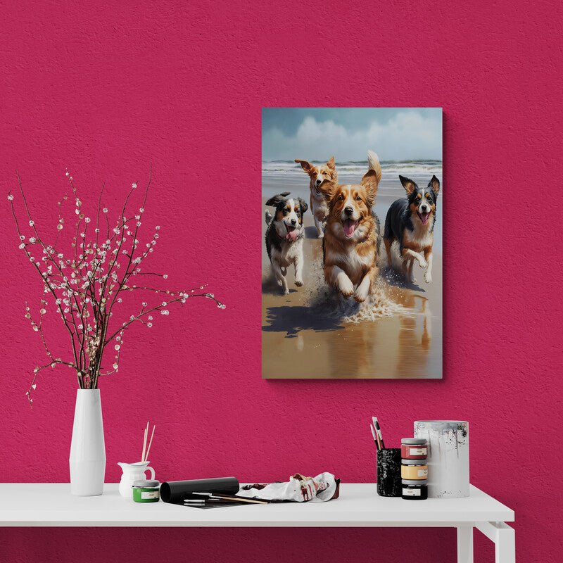 Tablou canvas - Dogs on the beach - Cameradevis.ro