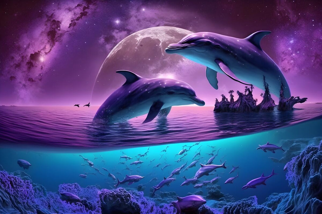 Tablou canvas - Dolphins in the night - Cameradevis.ro