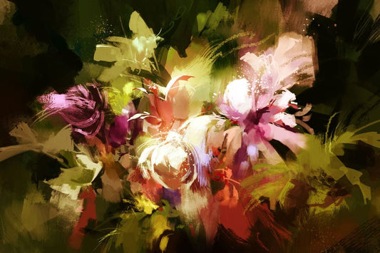 Tablou pe sticla in relief -  Floral abstract