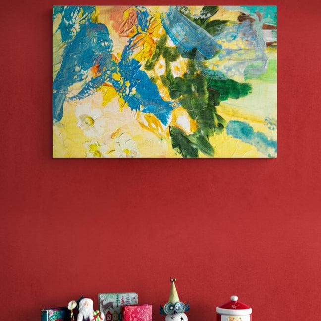 Tablou canvas - Nuante de albastru pe galben - Cameradevis.ro