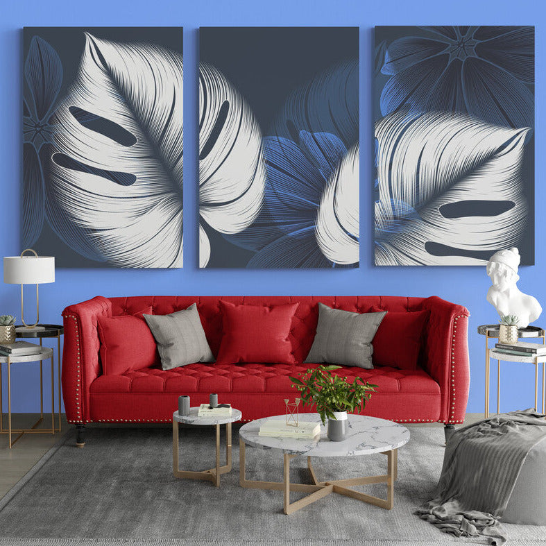 Set 3 Tablouri canvas - Trio Amarillys albastru