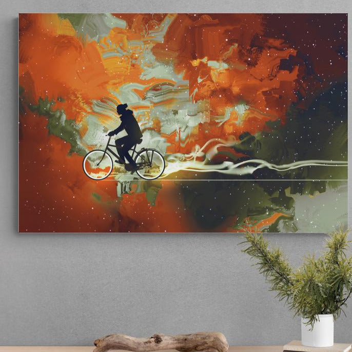 Tablou canvas - Cu bicicleta-n Cosmos - Cameradevis.ro Cameradevis.ro
