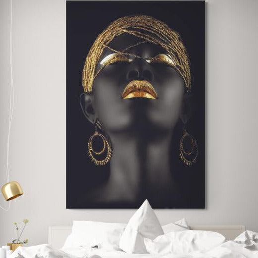Tablou canvas - Femeie africana cu parul de aur - Cameradevis.ro Cameradevis.ro