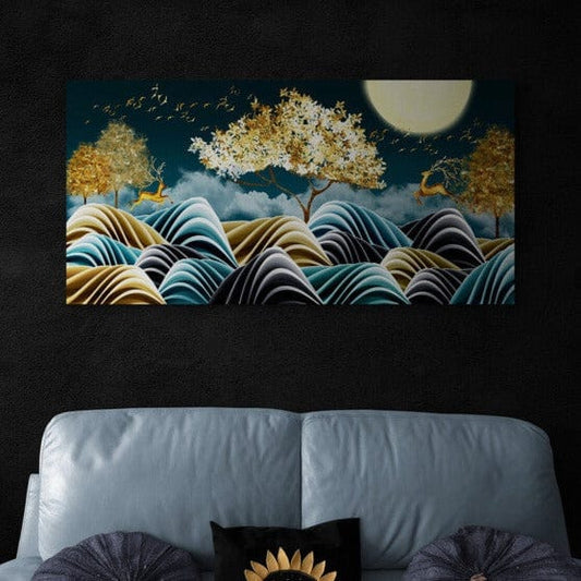 Tablou Canvas - Peisaj auriu cu turcoaz - Cameradevis.ro