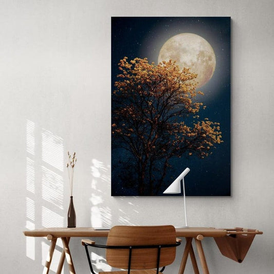Tablou canvas - Luna printre crengi - Cameradevis.ro Cameradevis.ro